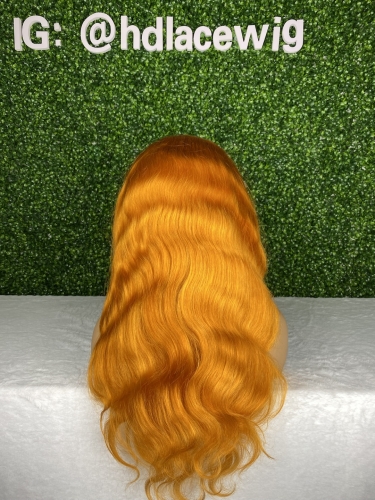 Ginger color body wave HD lace frontal wig  Indian virgin hair best quality hight density small knots