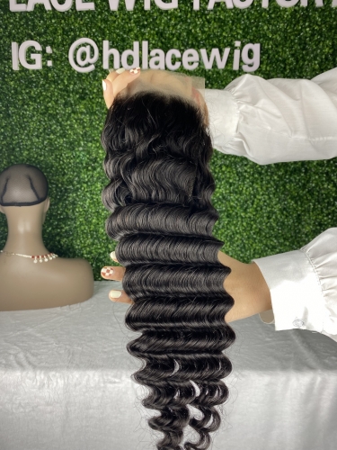 Natural color Deep Wave HD lace frontal  Indian virgin hair 13x4 13x6  frontal best quality high density small knots