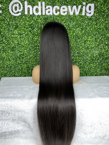 Raw Single donor hair Natural color Straight wig 13x4 13x6 HD lace full frontal wig high quality high density small knots bleached very well un