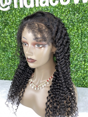 Deep Curly natural color 1B HD Lace / Transparent Lace full lace wig high quality  small knots bleached very well unit