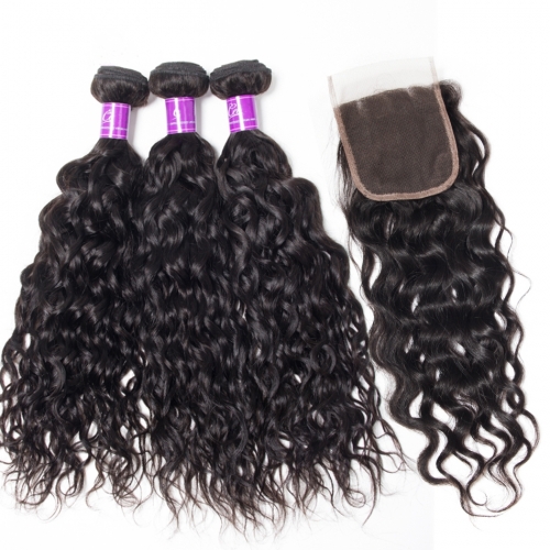 3 Bundles with Closure HD Lace and Transparent Lace Closure 4*4 5*5 6*6 Natural Wave Human Virgin Hair Free Part Closure