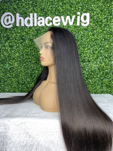 Straight  #1B Color HD Lace / Transparent Lace full lace wig 200% high quality small knots bleached very well unit