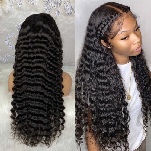 Deep wave HD Lace Full Frontal Wig 13*4/13*6 Pre-plucked Hairline invisible thin lace on all color skin virgin hair