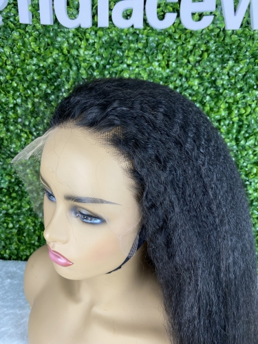 HD lace wig kinky striaght full frontal wig 13x4 13x6 hight density samll knots invisible lace bleached well unit