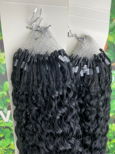 Loop hair extensions Water Wave Indian virgin hair extensions natural 1B color