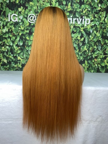 Raw Single donor hair Straight T1B/Ginger custom color wig 5x5  HD lace closure wig high quality high density small knots bleached