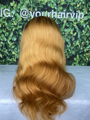 Raw Single donor hair Body Wave Custom Ombre Color wig 13x4 13x6 HD lace full frontal wig high quality high density small knots bleached