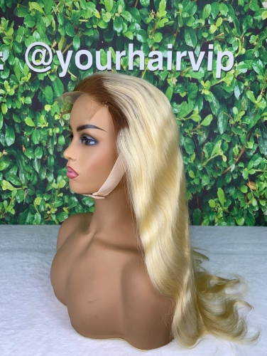 Custom T4/613 Color Body Wave 5x5 unit HD lace closure wig small knots hig density high quality wigs