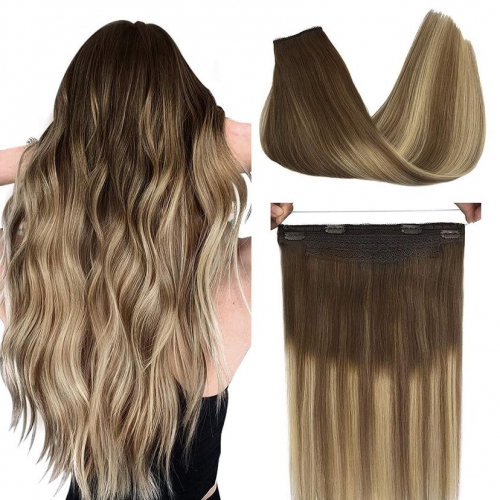 Halo Hair Extensions Factory Outlet Super Drawn 100% Remy Virgin Human all Color Halo Hair Extensions