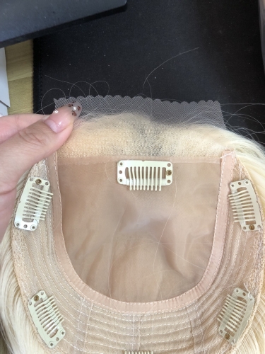 Youzi Front 0.1lace 6.5*7 And 8*8 Women topper with 4*4 Silk base Hair Toppers 150% Density European Human Hair Topper